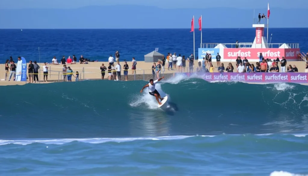 Surfer competing at Surfest competition at Merewether Beach