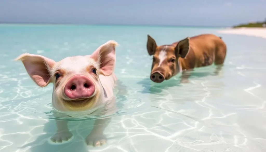 Swim with pigs at Crystal Beach