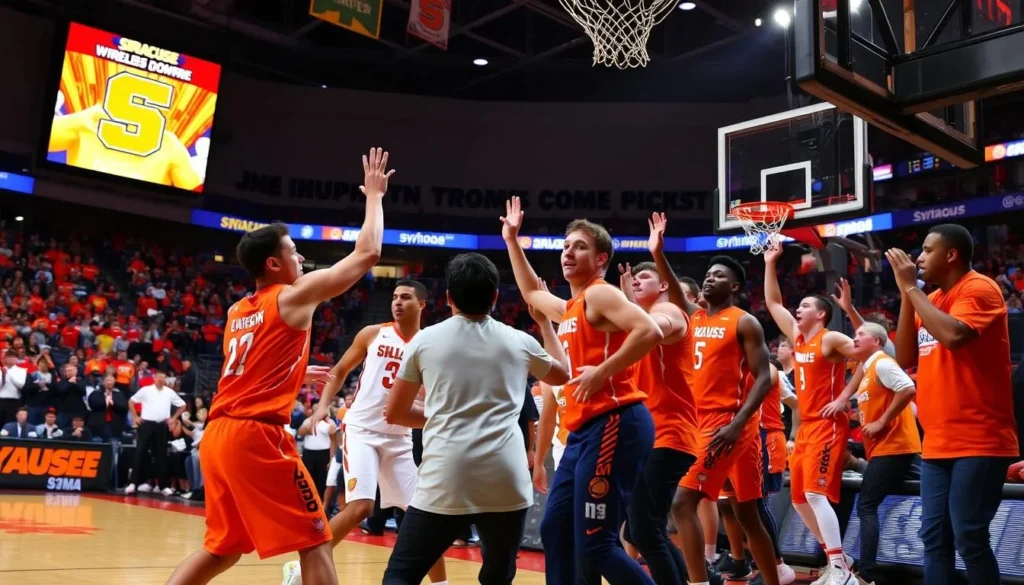 Syracuse University basketball team playing in the JMA Wireless Dome