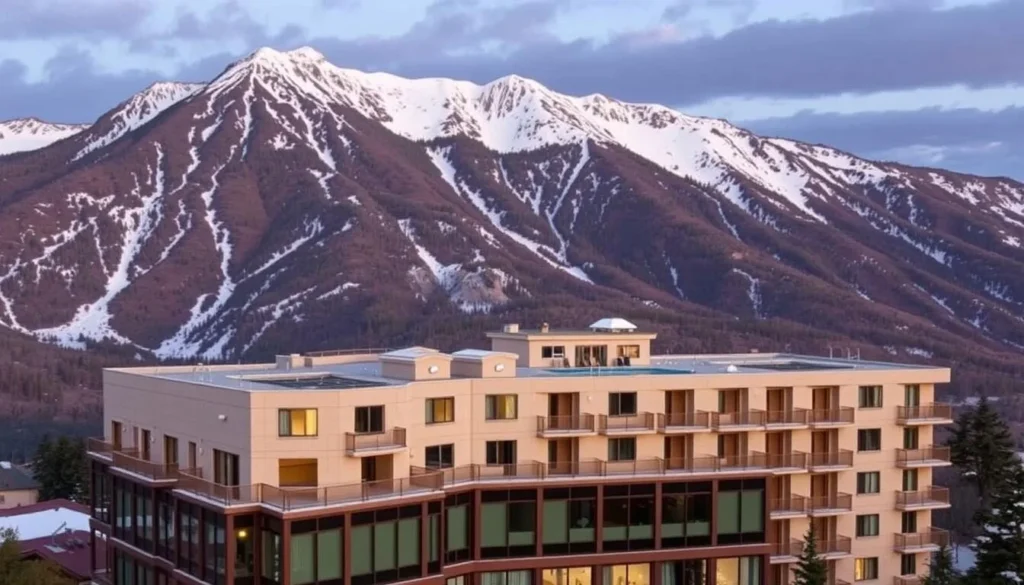 The Cliff Lodge at Snowbird with mountain backdrop