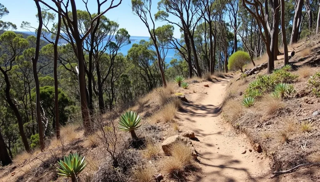 The Magazine Track through bushland with views of Bantry Bay and mangrove forests The Magazine Track through bushland with views of Bantry Bay and mangrove forests