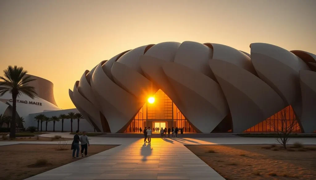 The distinctive desert rose-inspired National Museum of Qatar, showcasing the country's best cultural attractions