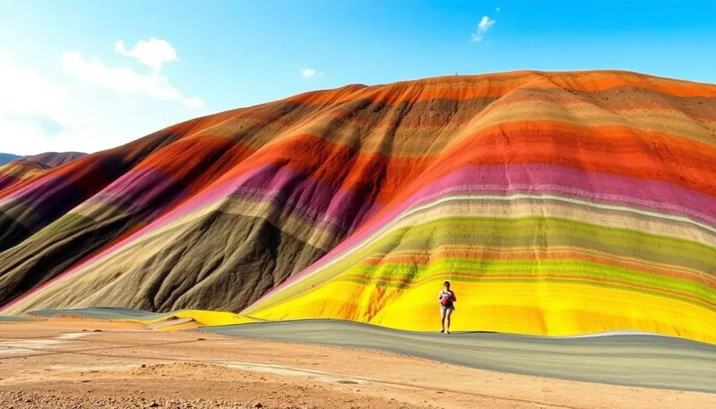The famous Seven Colored Earth in Chamarel, Mauritius showing the unique geological formation