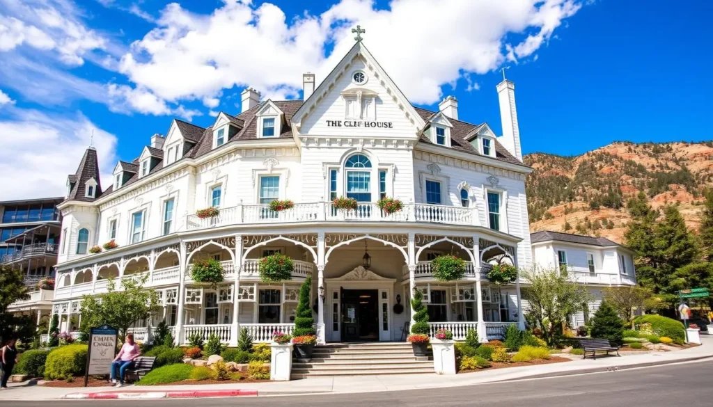 The historic Cliff House hotel in Manitou Springs with Victorian architecture