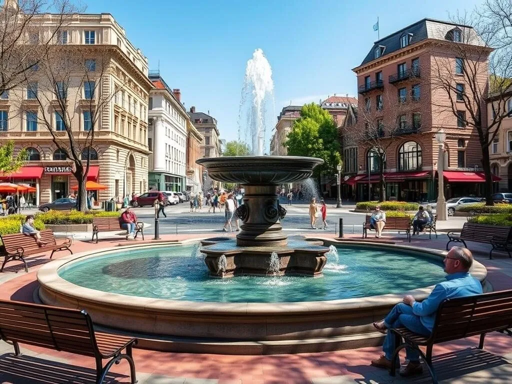 The historic Dupont Circle fountain near Thai restaurants in Washington DC