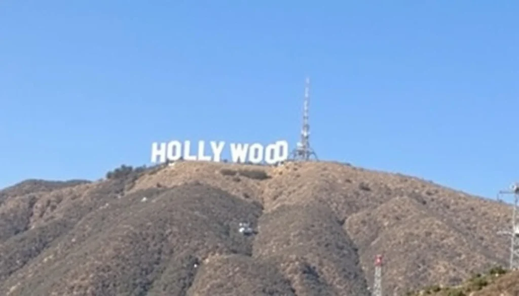 The iconic Hollywood Sign on a clear sunny day with blue skies in the background The iconic Hollywood Sign on a clear sunny day with blue skies in the background