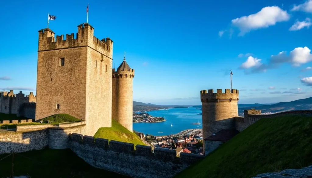 The imposing Conwy Castle with its eight towers overlooking Conwy Estuary The imposing Conwy Castle with its eight towers overlooking Conwy Estuary