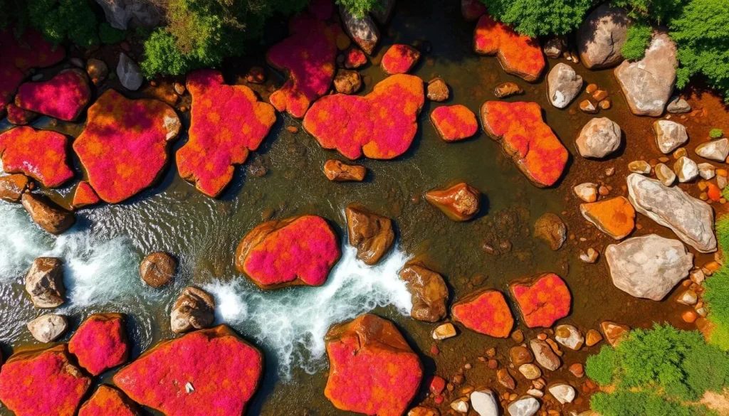 The vibrant colors of Caño Cristales, known as the 'River of Five Colors', one of the best things to do in Colombia for nature lovers The vibrant colors of Caño Cristales, known as the 'River of Five Colors', one of the best things to do in Colombia for nature lovers