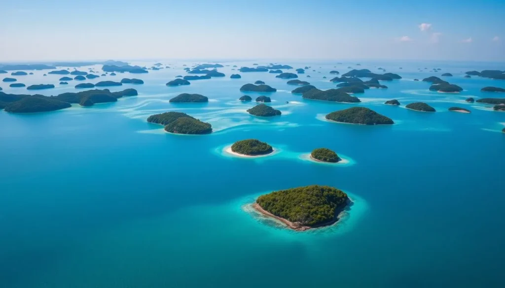 Thousand Islets Lake with numerous islands and clear blue waters