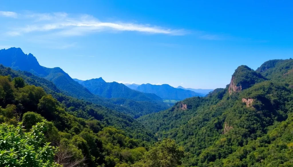 Topes de Collantes National Park landscape with lush vegetation and mountains