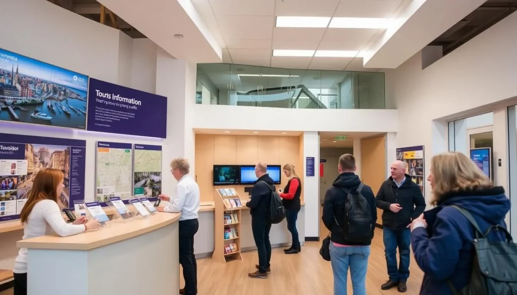 Tourist information center in Southampton with visitors getting maps Tourist information center in Southampton with visitors getting maps