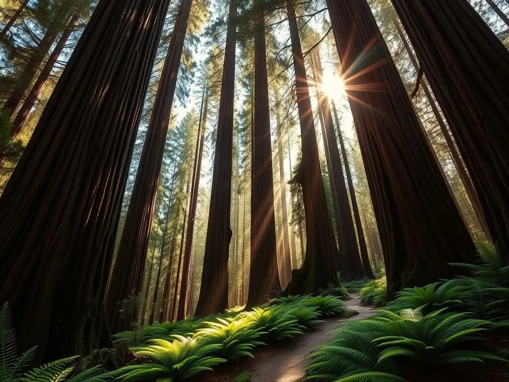 Towering ancient redwoods in Big Basin Redwoods State Park Towering ancient redwoods in Big Basin Redwoods State Park
