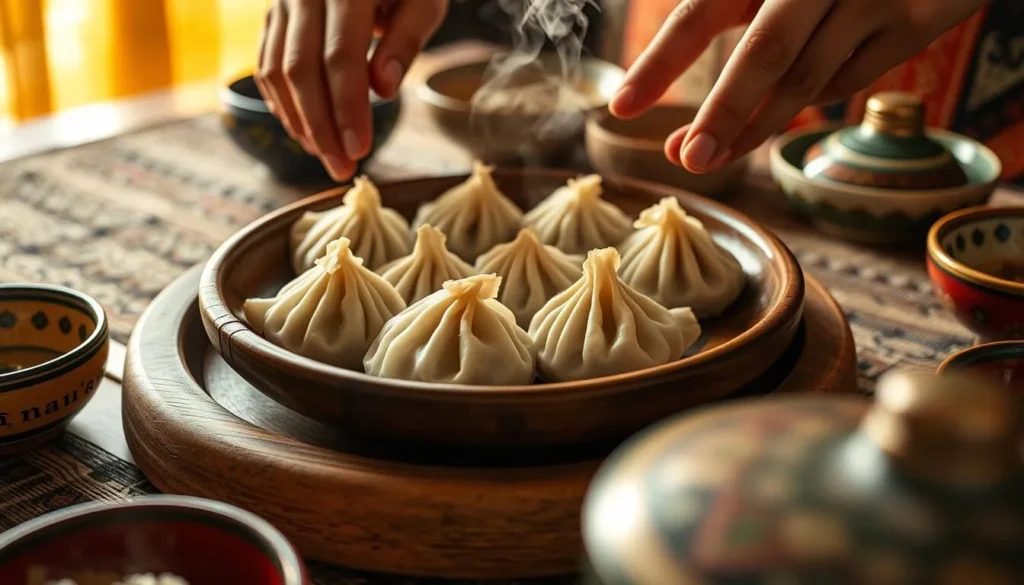 Traditional Mongolian buuz (dumplings) being served, culinary Mongolia Best Things to Do