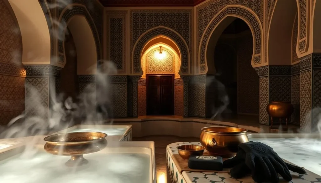 Traditional Moroccan hammam experience with steam room and traditional black soap scrub, one of Morocco's best cultural experiences