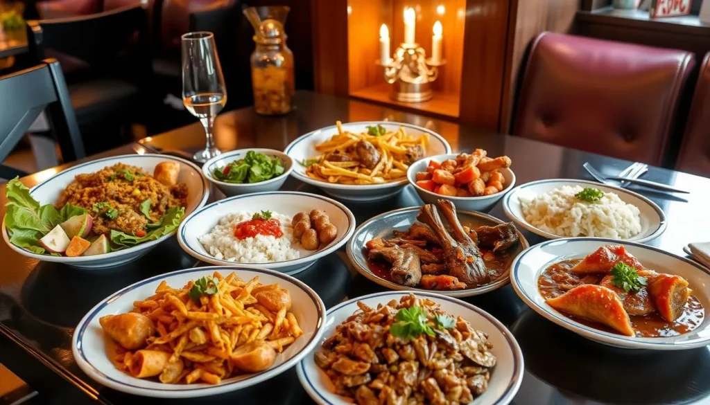 Traditional Qatari dishes being served at a local restaurant