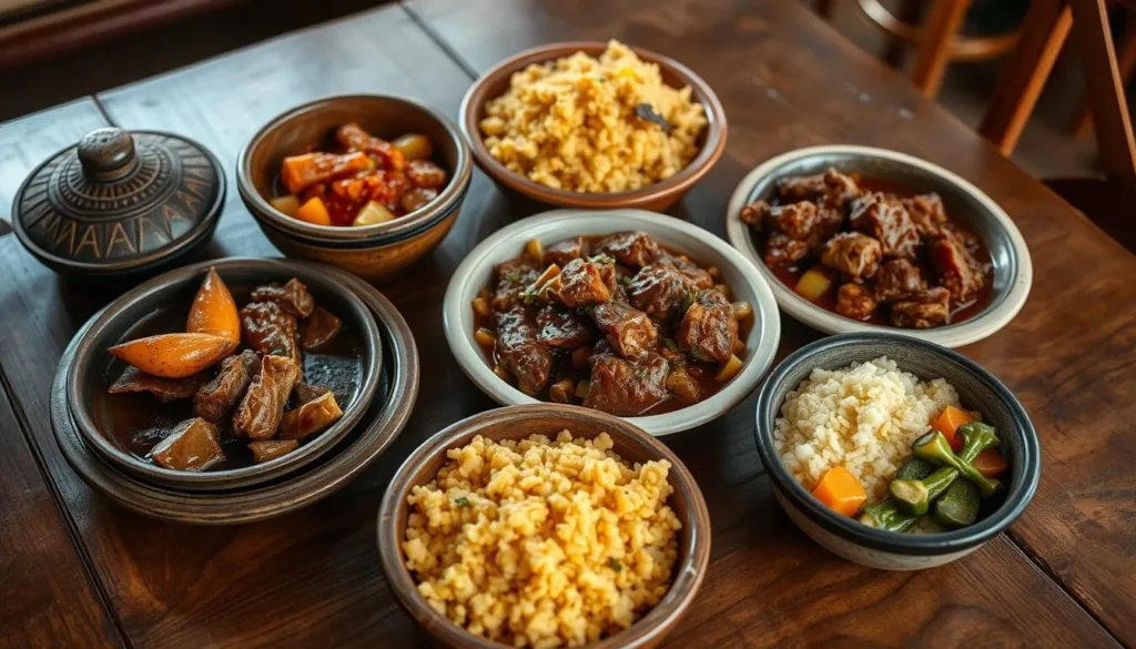 Traditional Swazi food with meats and maize porridge - culinary experience while exploring Swaziland best things to do