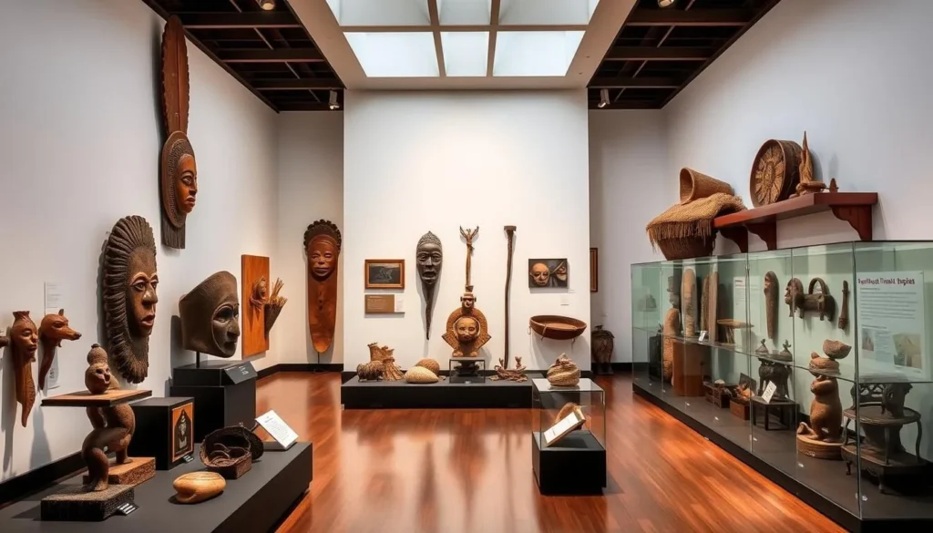 Traditional artifacts displayed at the National Museum in Port Moresby