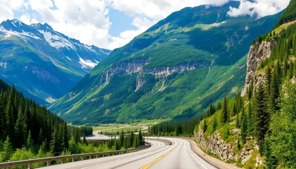 Trans-Canada Highway through Rogers Pass in Glacier National Park