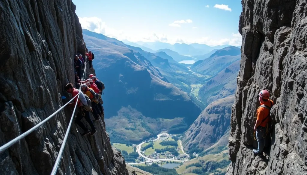Via ferrata climbing experience at Honister Slate Mine in the Lake District Via ferrata climbing experience at Honister Slate Mine in the Lake District