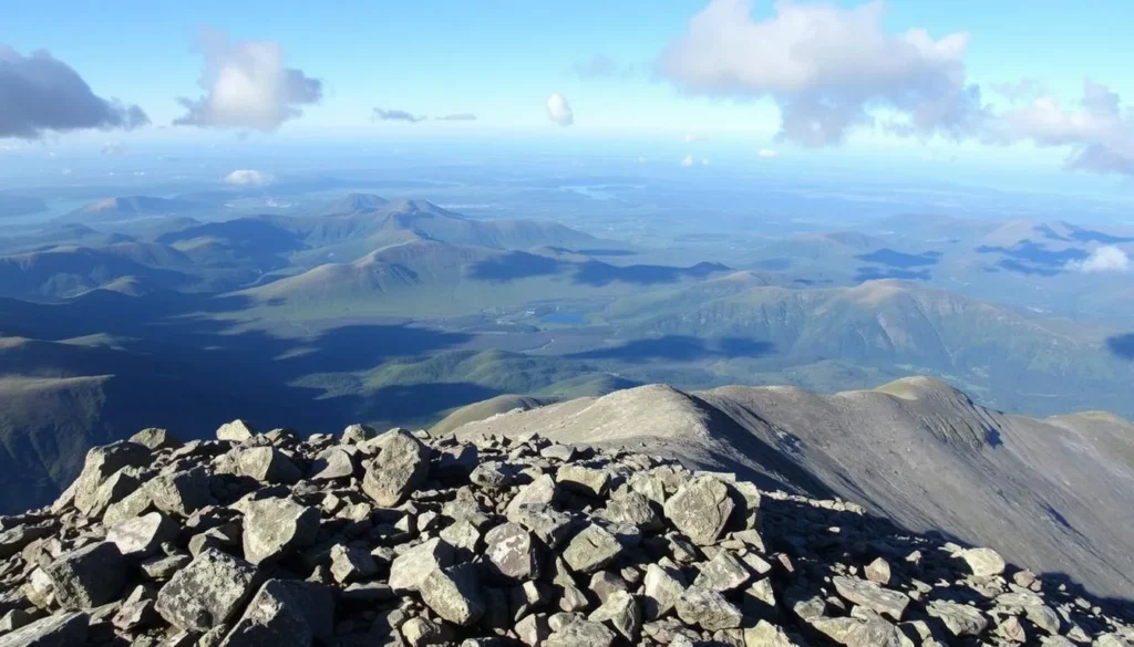 View from the summit of Scafell Pike, England's highest mountain in the Lake District View from the summit of Scafell Pike, England's highest mountain in the Lake District
