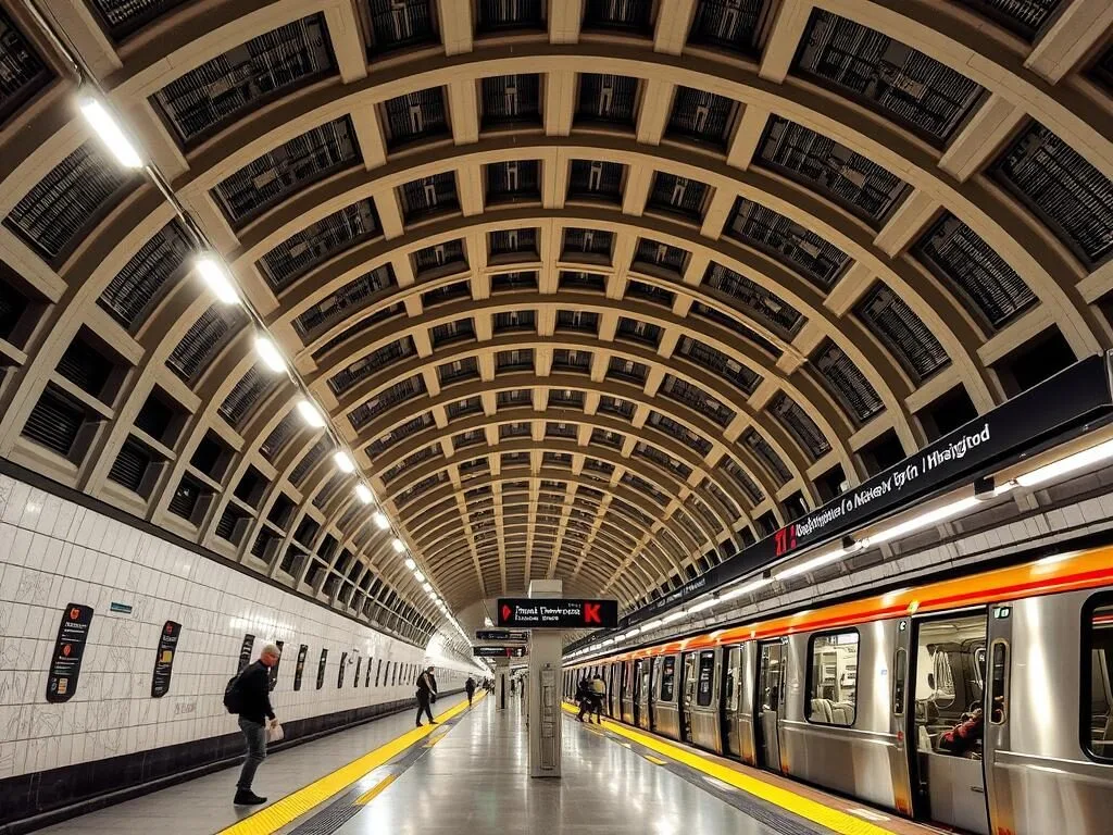 Washington DC Metro station with clear signage and passengers