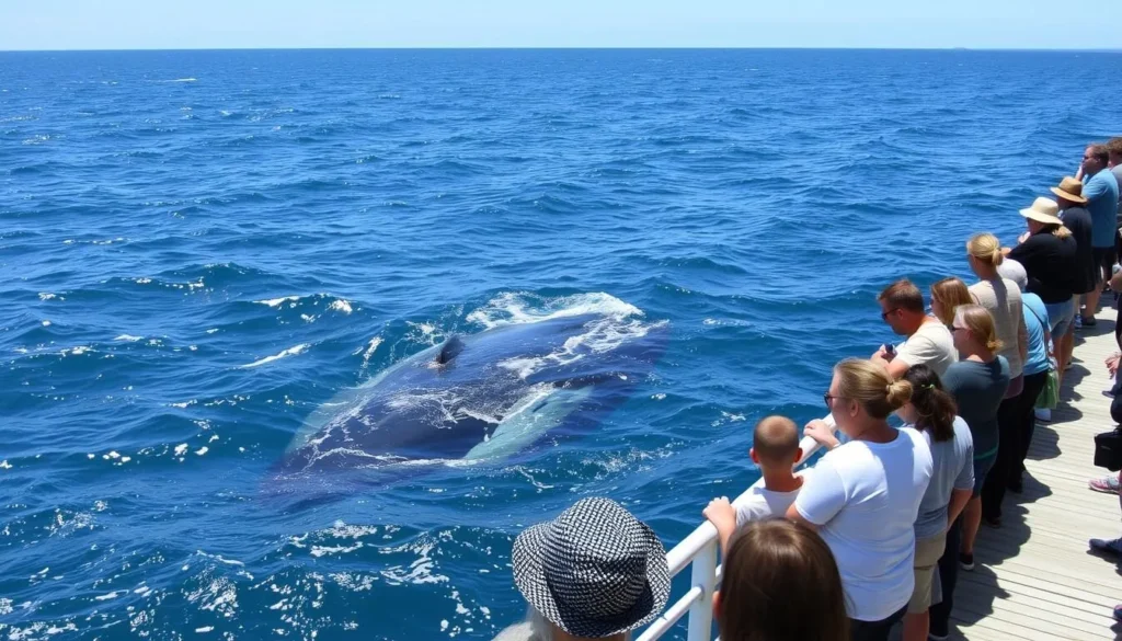 Whale watching at Logans Beach in Warrnambool with a Southern Right Whale visible