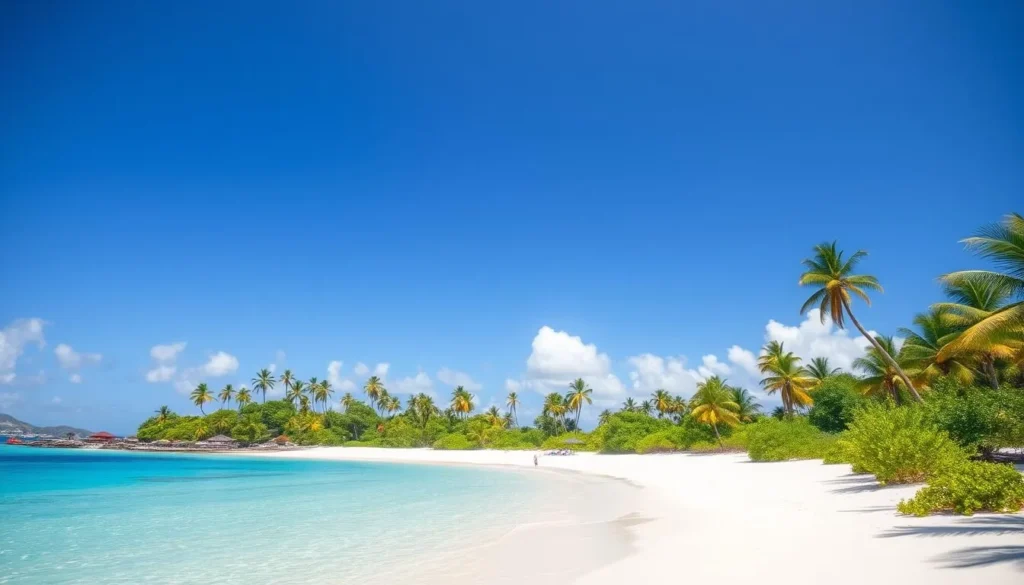 White sand beach on Ouvéa Island in the Loyalty Islands, New Caledonia