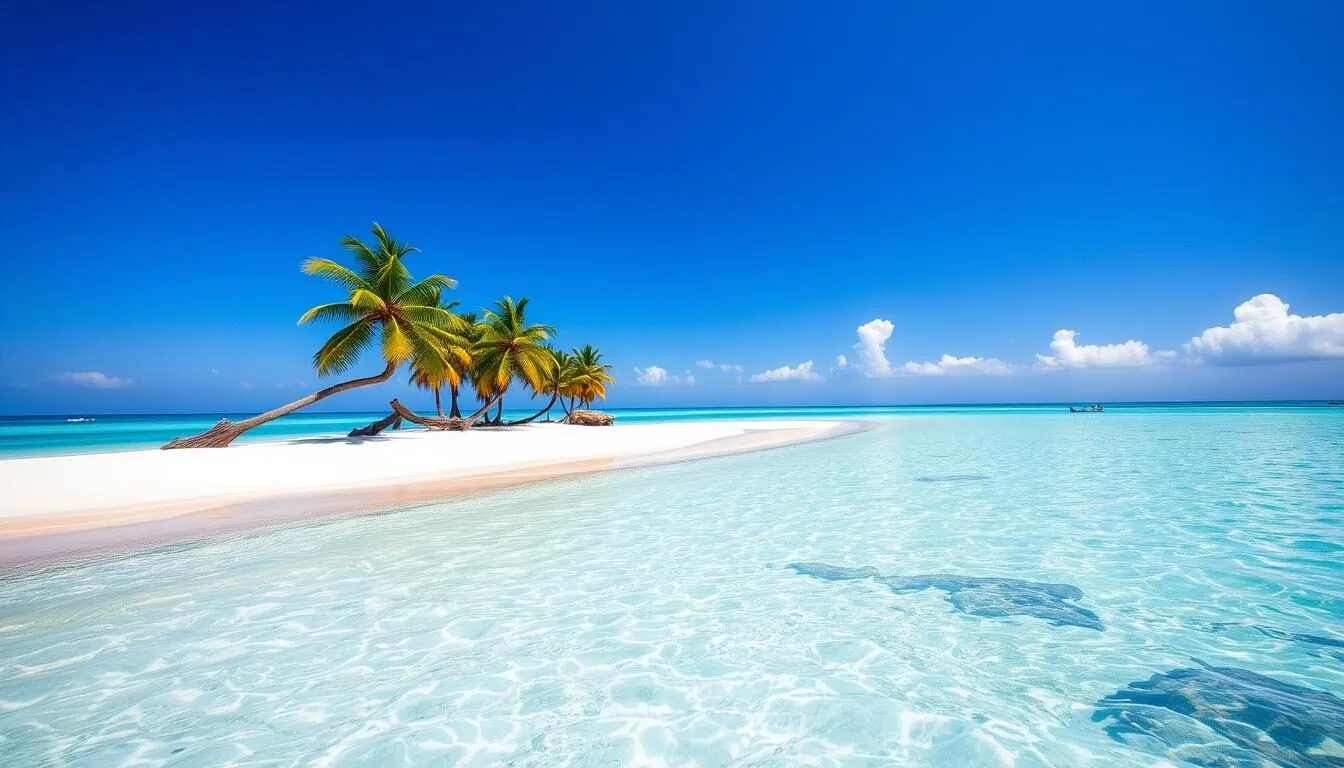 White sand beach with turquoise water at Nosy Be, Madagascar