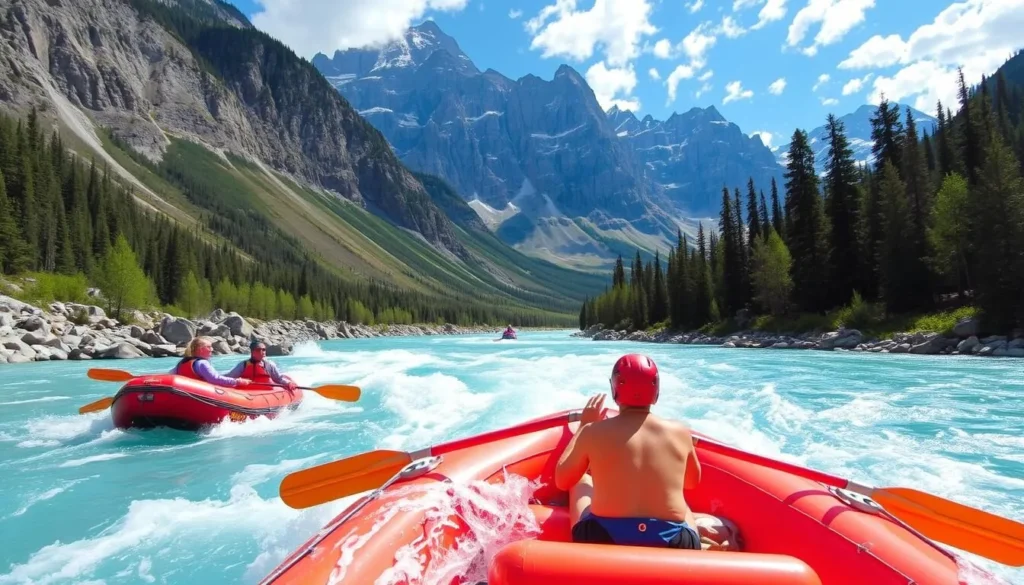 Whitewater rafting on the Kananaskis River in Banff National Park