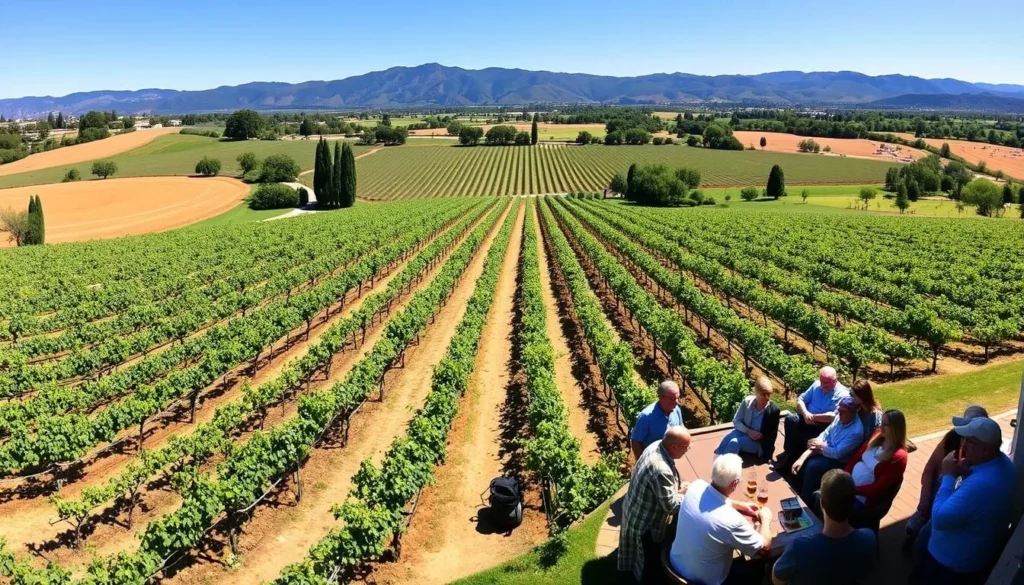 Wine tasting in Santa Ynez Valley vineyards near Solvang, California, popular activity for visitors Wine tasting in Santa Ynez Valley vineyards near Solvang, California, popular activity for visitors