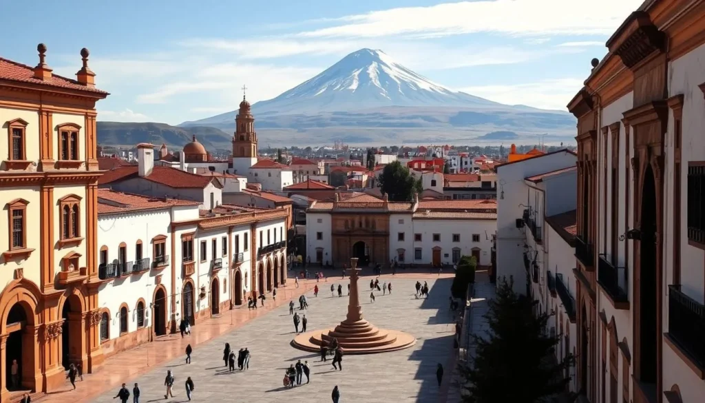 A bustling city nestled against the majestic Andes, Arequipa invites you to explore its rich history and vibrant culture. Stroll through the picturesque Plaza de Armas, its colonial architecture bathed in warm, golden light. Wander the charming streets, admiring the intricate white volcanic stone buildings that give the city its distinctive "White City" moniker. In the distance, the towering peak of the Misti volcano stands watch, its snow-capped summit reflected in the tranquil waters of the Chili River. Capture the essence of this enchanting destination, where the past and present seamlessly intertwine, inviting you to immerse yourself in the unique charm of Arequipa.