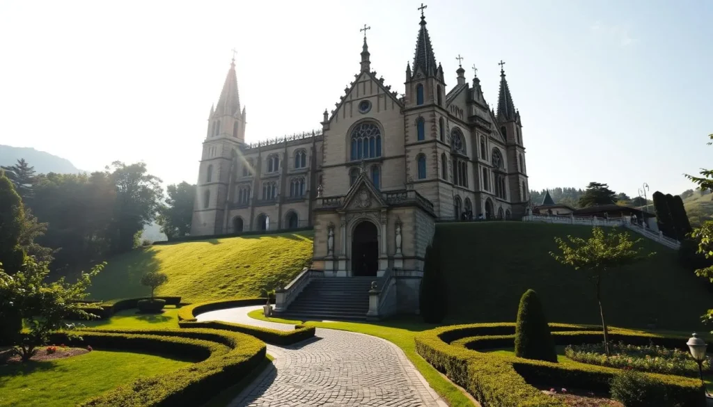 A grandiose Dominican Monastery perched atop a gently sloping hill, bathed in the warm glow of a sun-dappled afternoon. The stately Gothic architecture, with its towering spires and ornate facade, stands in serene contrast to the lush, verdant surroundings. Cobblestone pathways wind through the well-manicured gardens, leading visitors towards the ornate entrance adorned with intricate stone carvings. The scene exudes a sense of timeless tranquility, inviting contemplation and appreciation for the rich cultural and religious heritage embodied by this magnificent structure.