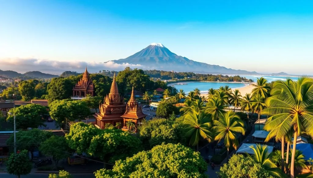 A lush, verdant landscape of Thailand's top destinations, each showcasing its unique weather character. In the foreground, the bustling streets of Chiang Mai bask in warm, golden sunlight, the city's ancient temples and vibrant markets beckoning. To the left, the cool, misty highlands of Doi Inthanon National Park, shrouded in a gentle haze. On the right, the tropical paradise of Phuket, its pristine beaches and swaying palm trees basking in the azure blue skies. In the distance, the majestic peaks of Doi Suthep rise, their tips adorned with a dusting of snow. A wide-angle lens captures the diverse, awe-inspiring beauty of Thailand's weather-blessed landscapes, inviting the viewer to explore the country's many weather-savvy wonders. A lush, verdant landscape of Thailand's top destinations, each showcasing its unique weather character. In the foreground, the bustling streets of Chiang Mai bask in warm, golden sunlight, the city's ancient temples and vibrant markets beckoning. To the left, the cool, misty highlands of Doi Inthanon National Park, shrouded in a gentle haze. On the right, the tropical paradise of Phuket, its pristine beaches and swaying palm trees basking in the azure blue skies. In the distance, the majestic peaks of Doi Suthep rise, their tips adorned with a dusting of snow. A wide-angle lens captures the diverse, awe-inspiring beauty of Thailand's weather-blessed landscapes, inviting the viewer to explore the country's many weather-savvy wonders.