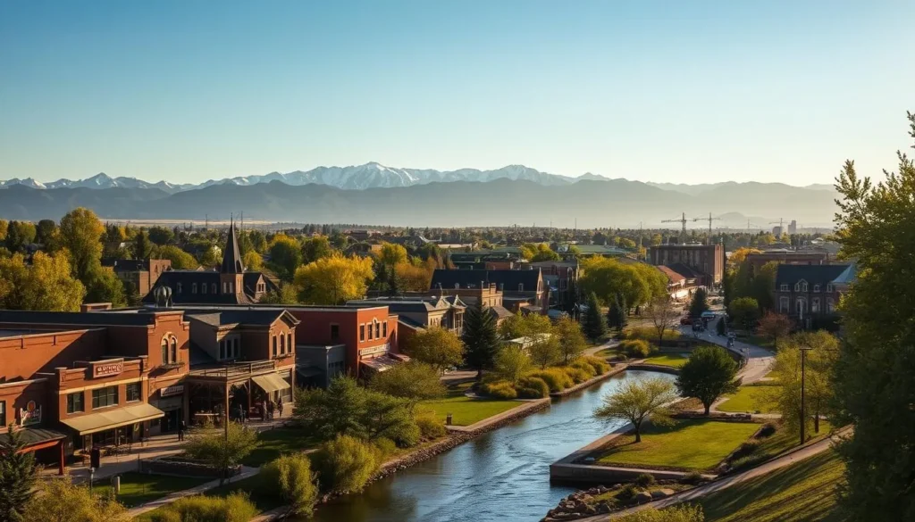 A picturesque city nestled along the banks of a gentle creek, Thornton, Colorado shines under the warm glow of a clear sky. In the foreground, a quaint downtown bustles with local shops and cafes, their charming architecture reflecting the region's historical roots. The middle ground reveals lush green parks and tree-lined boulevards, inviting visitors to stroll and explore. In the distance, the majestic Rocky Mountains rise, their snow-capped peaks framing the scene with a sense of awe and grandeur. Soft, diffused lighting bathes the entire landscape, creating a serene and inviting atmosphere that captures the essence of this vibrant Colorado community. A picturesque city nestled along the banks of a gentle creek, Thornton, Colorado shines under the warm glow of a clear sky. In the foreground, a quaint downtown bustles with local shops and cafes, their charming architecture reflecting the region's historical roots. The middle ground reveals lush green parks and tree-lined boulevards, inviting visitors to stroll and explore. In the distance, the majestic Rocky Mountains rise, their snow-capped peaks framing the scene with a sense of awe and grandeur. Soft, diffused lighting bathes the entire landscape, creating a serene and inviting atmosphere that captures the essence of this vibrant Colorado community.