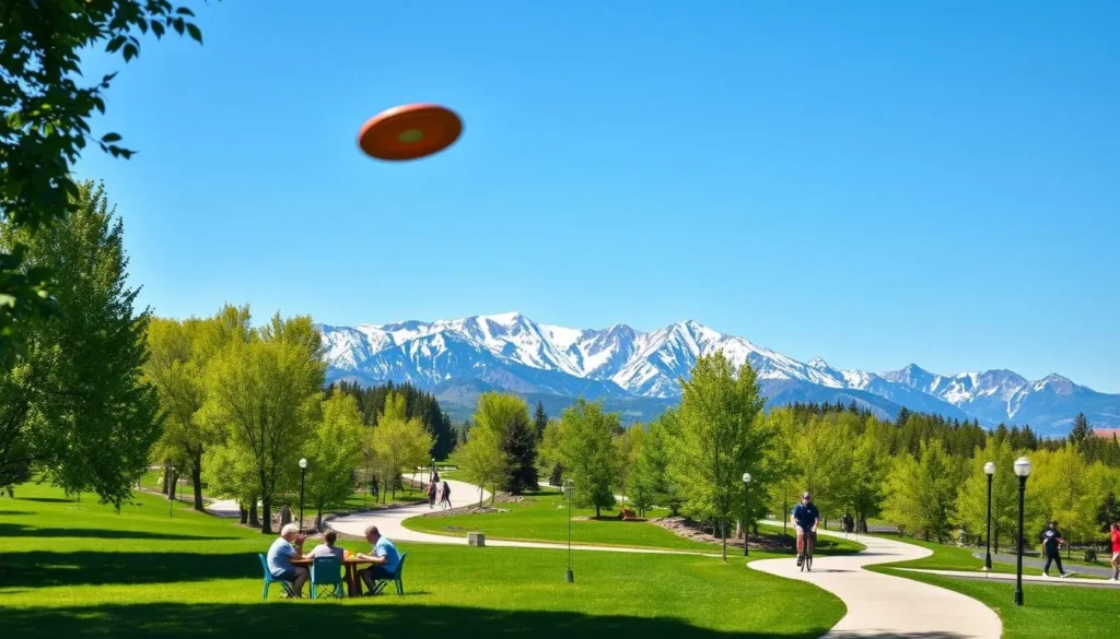 A vibrant outdoor scene in Thornton, Colorado, on a bright, sunny day. In the foreground, a group of people enjoying a picnic in a lush, verdant park, with a frisbee soaring overhead. In the middle ground, a charming walking trail winding through the trees, with joggers and cyclists passing by. In the background, the majestic Rocky Mountains rise up, their snow-capped peaks creating a dramatic and awe-inspiring backdrop. The lighting is soft and natural, casting a warm glow over the entire scene. The composition is balanced and visually appealing, with a sense of depth and movement that draws the viewer in. A vibrant outdoor scene in Thornton, Colorado, on a bright, sunny day. In the foreground, a group of people enjoying a picnic in a lush, verdant park, with a frisbee soaring overhead. In the middle ground, a charming walking trail winding through the trees, with joggers and cyclists passing by. In the background, the majestic Rocky Mountains rise up, their snow-capped peaks creating a dramatic and awe-inspiring backdrop. The lighting is soft and natural, casting a warm glow over the entire scene. The composition is balanced and visually appealing, with a sense of depth and movement that draws the viewer in.