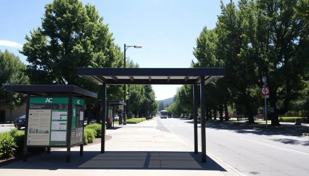 AC Transit bus stop near Lake Temescal Oakland California