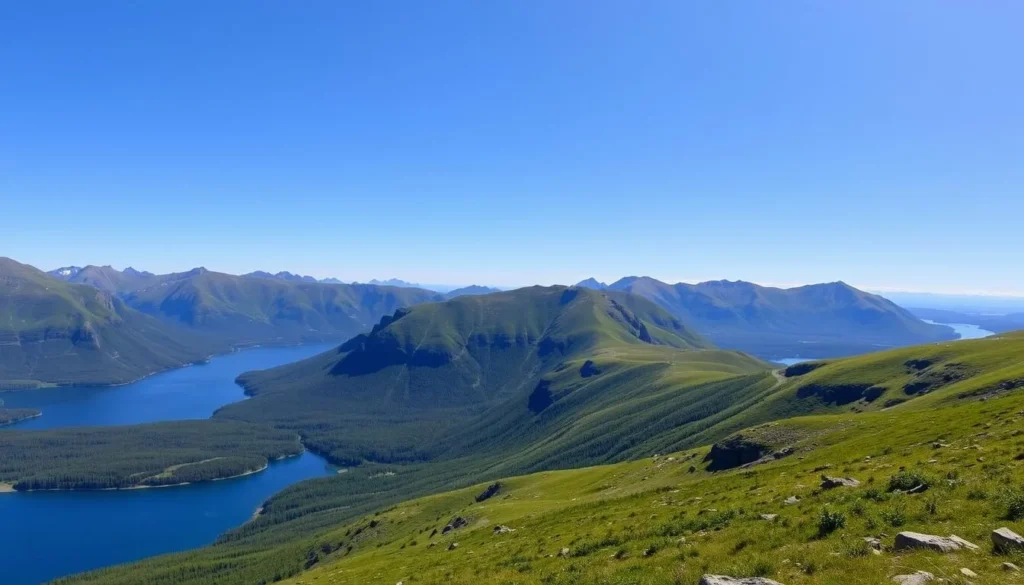 Abisko National Park landscape with mountains and lakes
