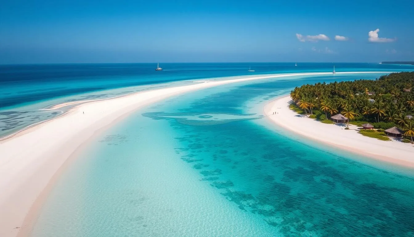 Aerial view of Bantayan Island's white sand beaches and turquoise waters