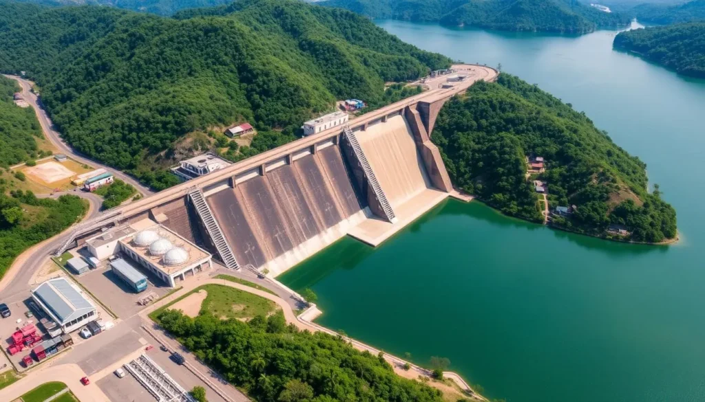 Aerial view of Kaptai Hydroelectric Project near Kaptai National Park Aerial view of Kaptai Hydroelectric Project near Kaptai National Park