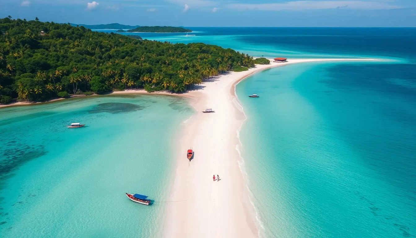 Aerial view of Panglao Island's pristine beaches and crystal clear turquoise waters