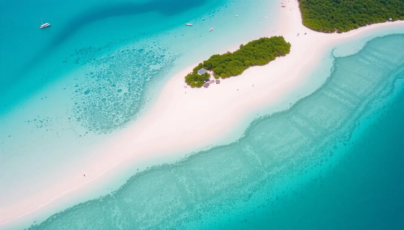 Aerial view of Samal Island Philippines showing pristine beaches and clear turquoise waters