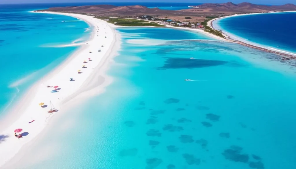 Aerial view of Shoal Bay East beach near Island Harbour