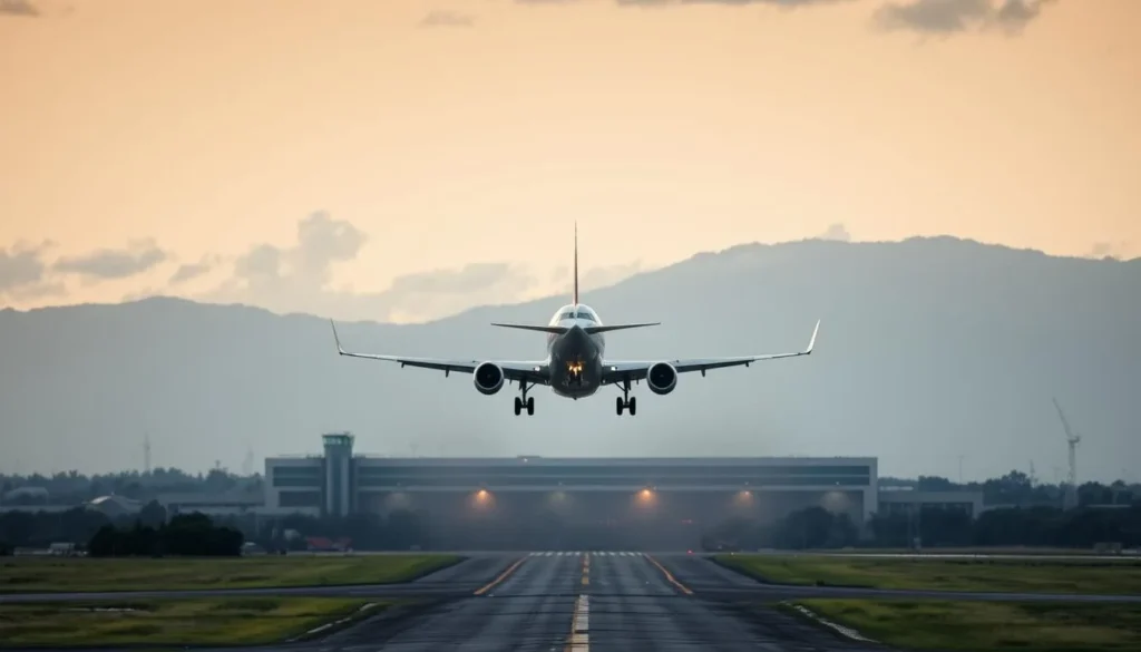 Airplane landing at Viracopos International Airport