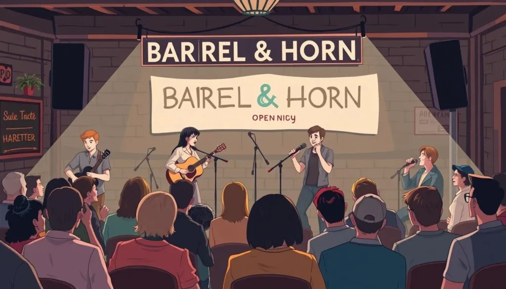 An image of Barrel & Horn during an open mic night.