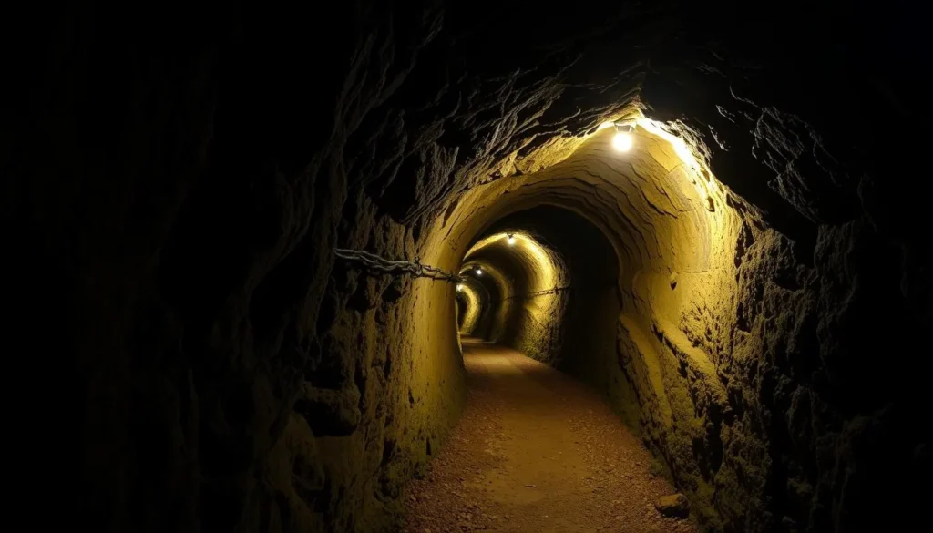 An image of Chislehurst Caves' underground tunnels, highlighting their historical significance and musical heritage.