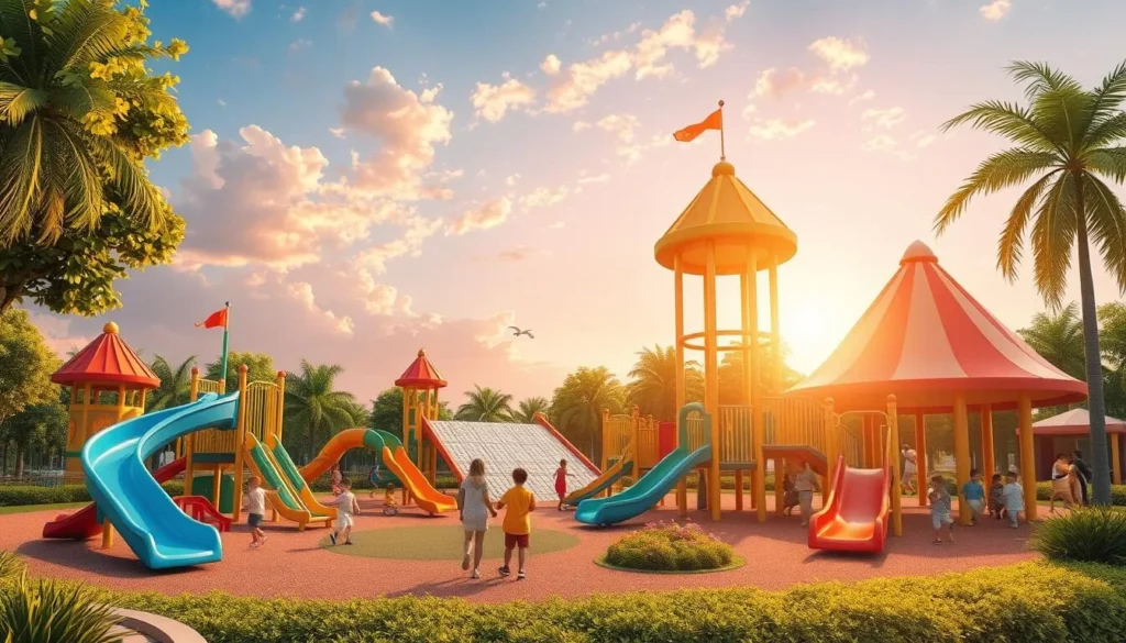 An image of Cidade das Crianças Aracaju, showcasing playgrounds and kid-friendly attractions