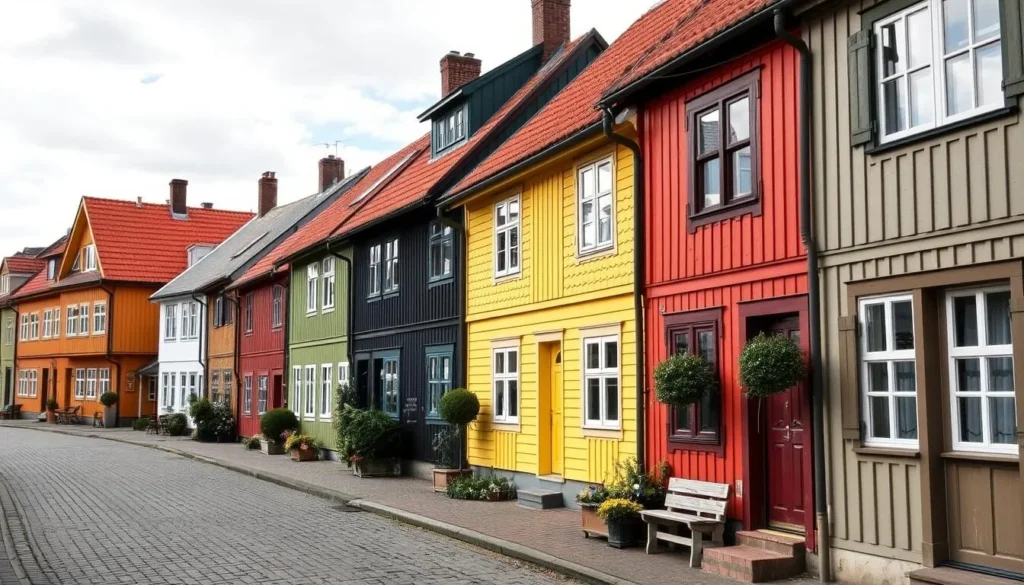 An image of Gamla Linköping's charming streets and traditional Swedish houses.