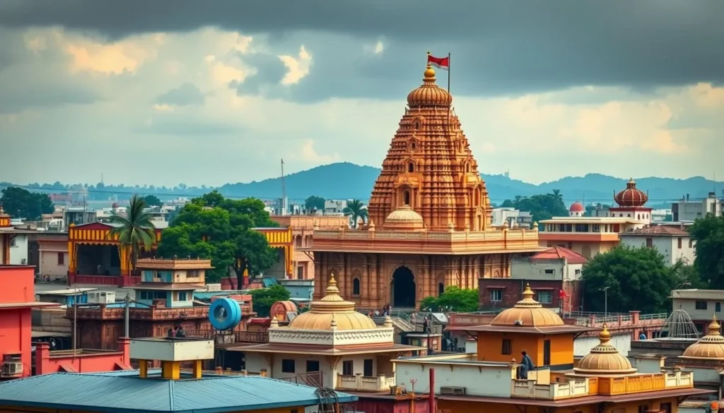 An image of Gorakhpur cityscape with Gorakhnath Temple in the background
