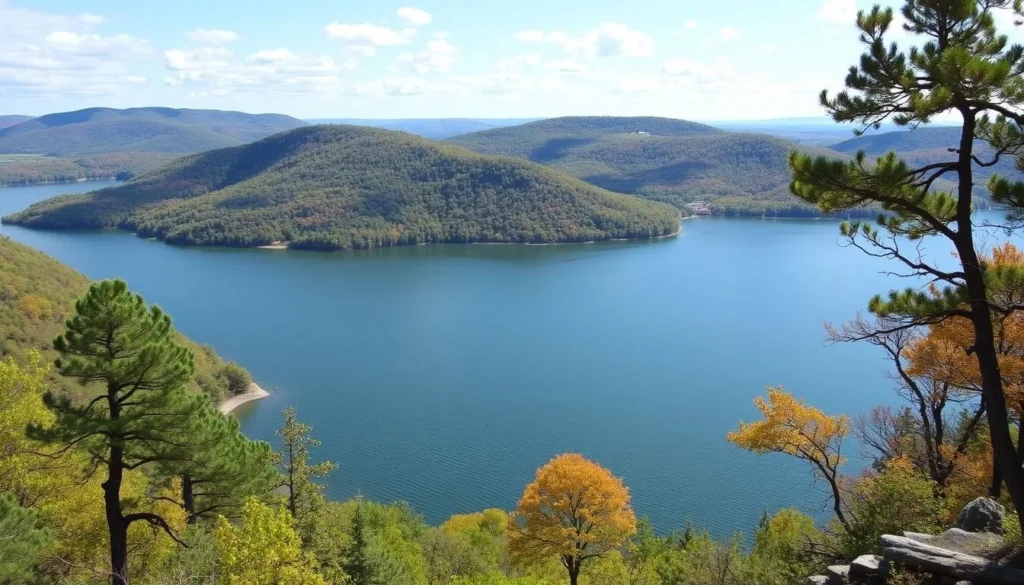 An image of Greers Ferry Lake with hiking trails and scenic views