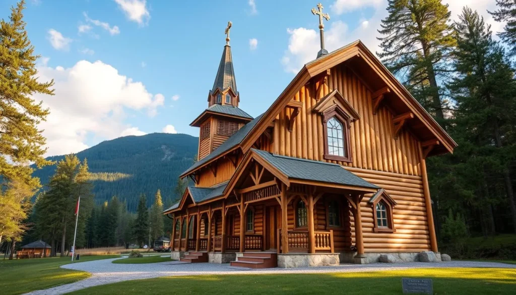 An image of Kerimäki Church, showcasing its impressive wooden structure and surroundings.